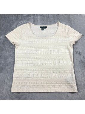 Lauren Ralph Lauren Top Small Petite Ivory Stretch Eyelet Feminine Preppy Y2K